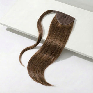 Ponytail Hair Extension - Silky Straight - Auburn Brown
