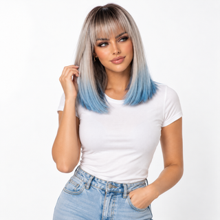 "Tess" - Blue Ombre Wig with Bangs