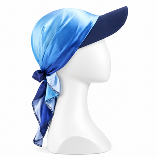 Satin Scarf Ball Cap for Hair Loss, Blue