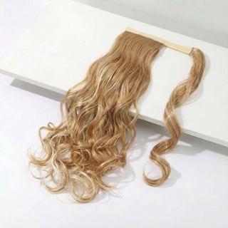 Ponytail Hair Extension - Soft Curls - Highlighted Dark Blonde