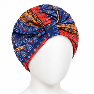 Hair Loss Headwrap Cotton Cap with Satin Liner, Colorful Paisley