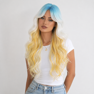 "Daisy" - Blue White Yellow Pastel Wig