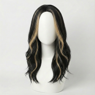 "Dani" - Black Bodywave Wig with Blonde Highlights