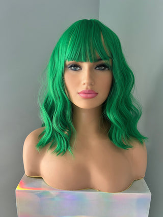 "Fern" -  Short Green Wig with Bangs