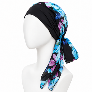 Hair Loss Head Scarf, Blue Floral