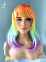 "Pixi" - Bright Rainbow Synthetic Wig with Bangs