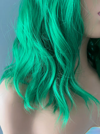 "Fern" -  Short Green Wig with Bangs
