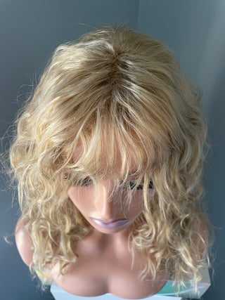 Curly Women's 80's Wig with Bangs - Golden Blonde