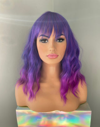 "Lydia" - Ombre Purple Body Wave Wig with Bangs