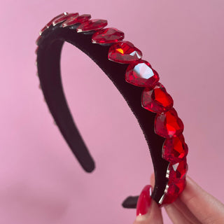 Valentines Day Red Heart Shaped Jewel Headband
