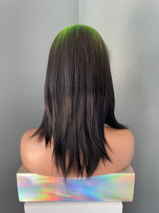 "Onyx" - Short Ombre Green Black Bob Wig