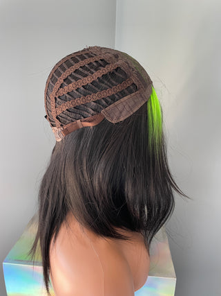 "Onyx" - Short Ombre Green Black Bob Wig