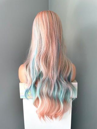 "Harmony" - Long Wavy Pastel Rainbow Wig