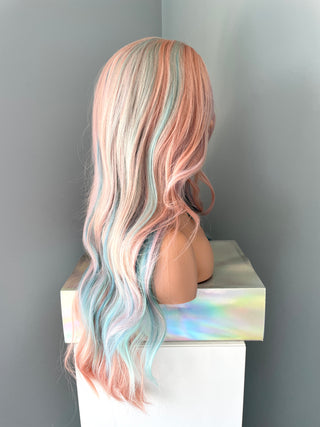 "Harmony" - Long Wavy Pastel Rainbow Wig