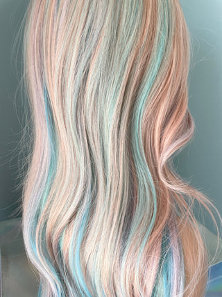 "Harmony" - Long Wavy Pastel Rainbow Wig