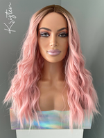 "Kristen" - Long Baby Pink Body Wave Lace Front Synthetic Wig