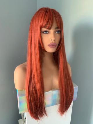 "Trina" - Long Red Straight Wig with Bangs