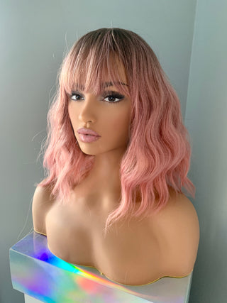 "Layla" - Short Baby Pink Wig with Bangs