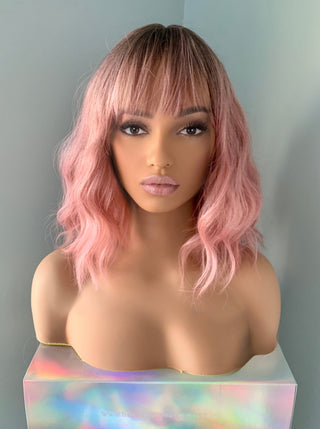 "Layla" - Short Baby Pink Wig with Bangs