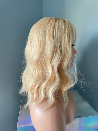 "Goldie" - Short Blonde Body Wave Wig with Bangs