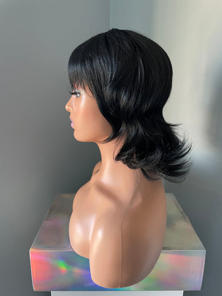 "Jett" - Short Black Mullet Wolf Cut Wig