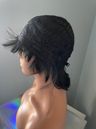 "Jett" - Short Black Mullet Wolf Cut Wig