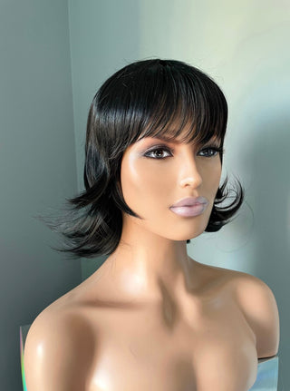 "Jett" - Short Black Mullet Wolf Cut Wig