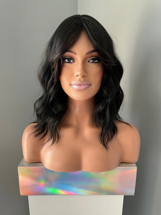 "Nara" - Short Black Body wave Wig with Fringe