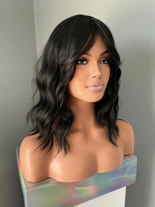 "Nara" - Short Black Body wave Wig with Fringe