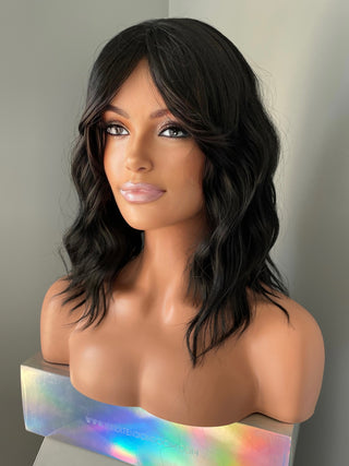 "Nara" - Short Black Body wave Wig with Fringe