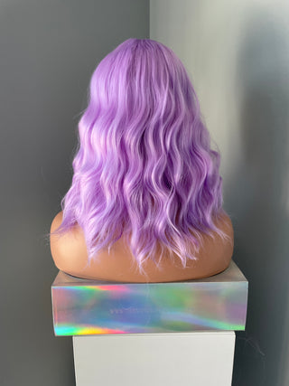 "Mira" -Short Pastel Purple Body Wave Wig with Bangs