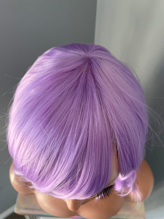 "Mira" -Short Pastel Purple Body Wave Wig with Bangs