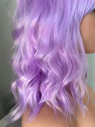 "Mira" -Short Pastel Purple Body Wave Wig with Bangs