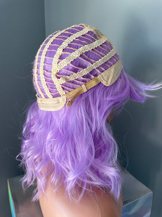 "Mira" -Short Pastel Purple Body Wave Wig with Bangs