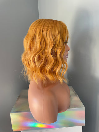 "Soleil" -  Short Orange Yellow Wig with Bangs