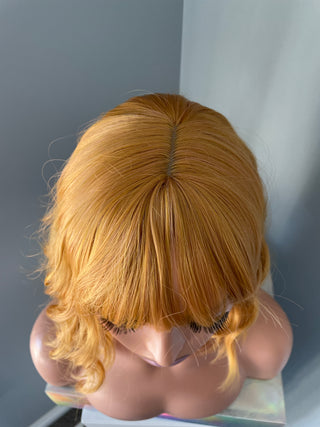 "Soleil" -  Short Orange Yellow Wig with Bangs