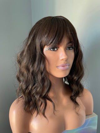 "Bianca" - Short Dark Brown Wig with Bangs