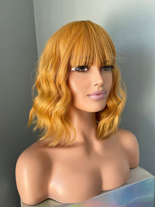 "Soleil" -  Short Orange Yellow Wig with Bangs