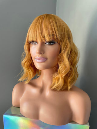 "Soleil" -  Short Orange Yellow Wig with Bangs