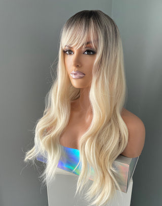 "Camille" - Rooted Blonde Wig with Bangs