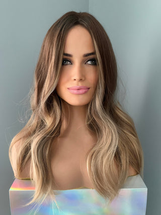 "Chloe" - Light Brown Wig with Blonde Highlights