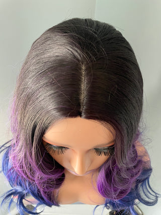 "Sapphire" - Long Two Tone Wig Purple and Blue Ombre