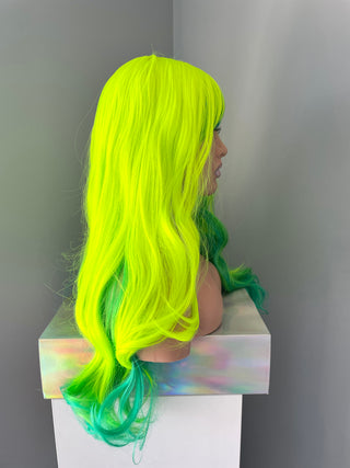 "Prism" - Long Neon Green Yellow Wig With Bangs