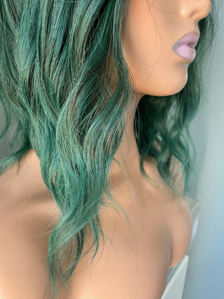 "Emerald" -  Short Green Wig with Bangs