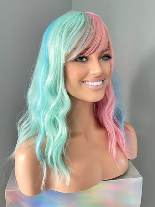"Angel" - Pastel Rainbow Wig with Bangs