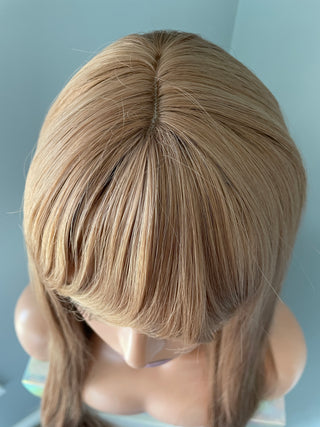 "Addison" - Long Brown Silky Straight Wig with Bangs