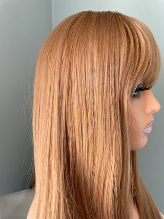 "Addison" - Long Brown Silky Straight Wig with Bangs