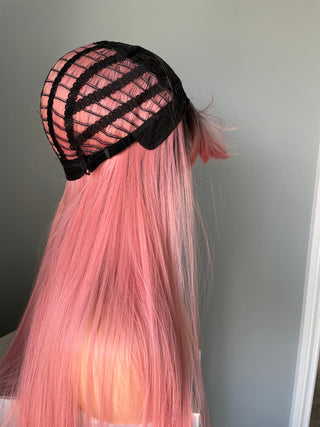 "Rosalie" - Long Pink Silky Straight Wig with Bangs