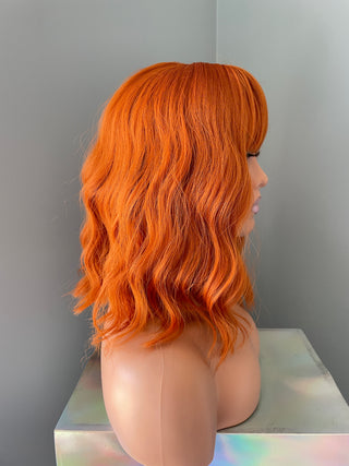 "Tangerine" - Short Orange Wig with Bangs