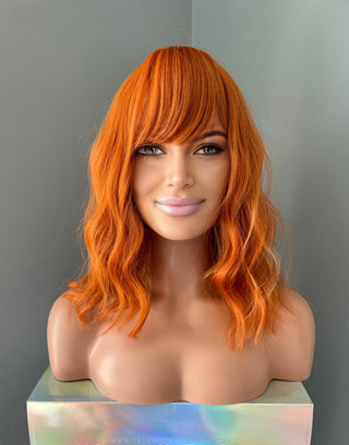 "Tangerine" - Short Orange Wig with Bangs